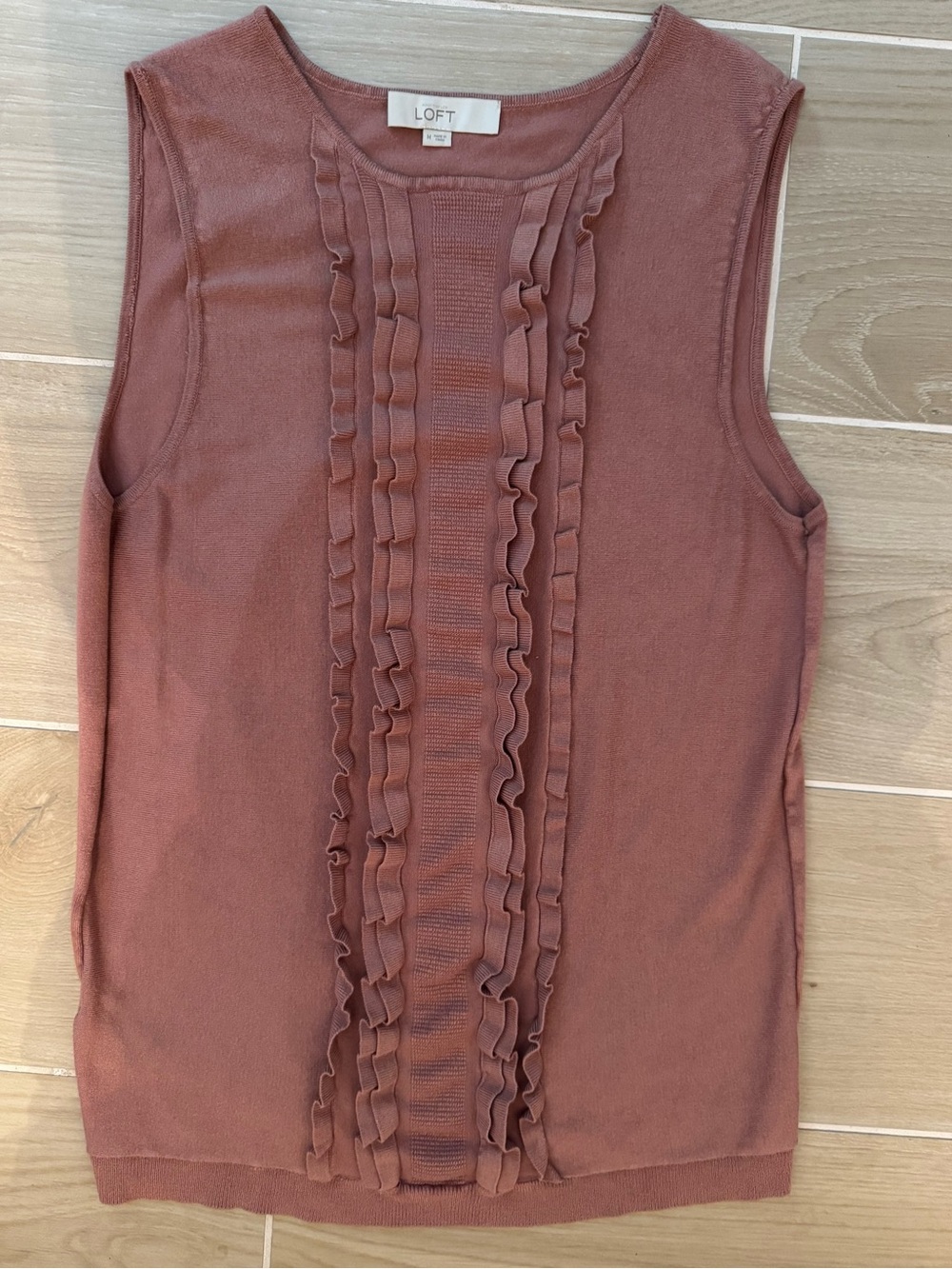 LOFT Sleeveless Ruffle Front Tank - Mauve Rose